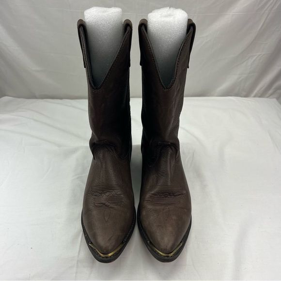 Masterson Cowboy Boots RB888 Brown Leather Metal Tip Toe Western Women’s Size 10 - Picture 2 of 10